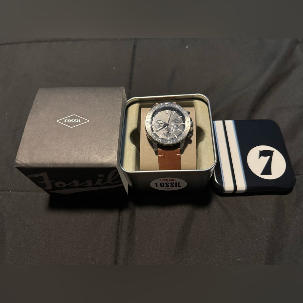 FOSSIL BANNON MULTIFUNCTION BROWN LEATHER WATCH